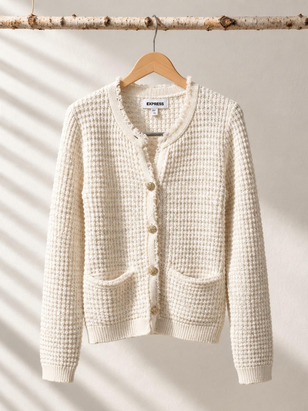 Express Textured Embellished Sweater Jacket